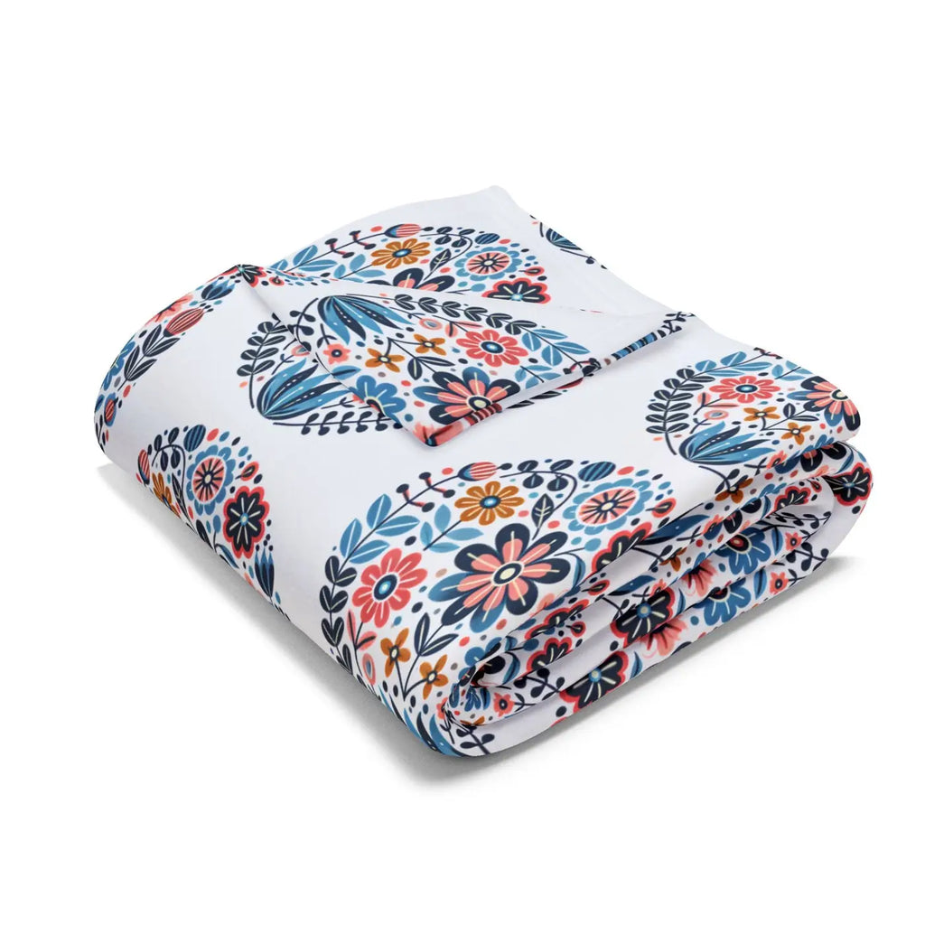 Vibrant Flowers Inside Circles Arctic Fleece Blanket - DipaliZ