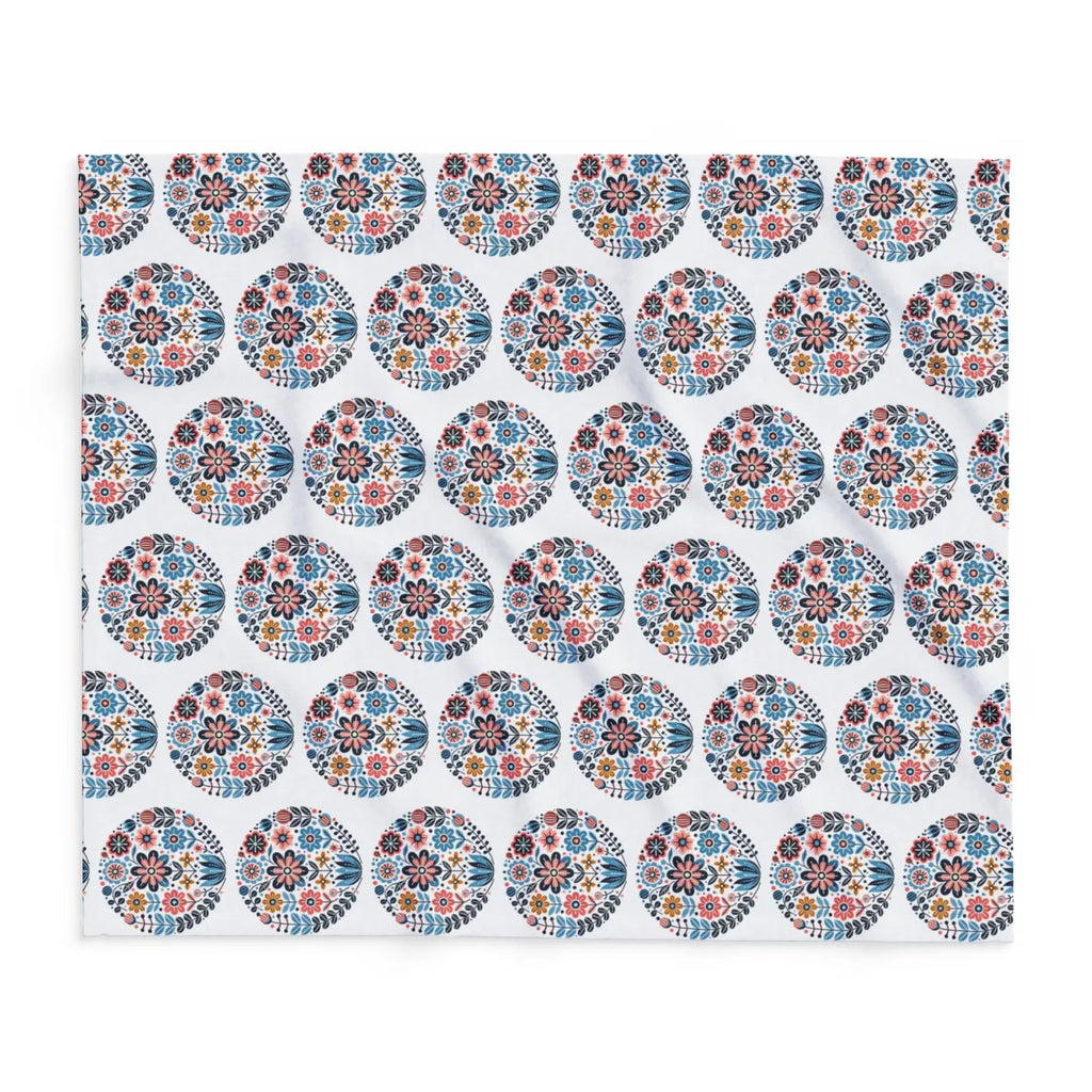 Vibrant Flowers Inside Circles Arctic Fleece Blanket - DipaliZ