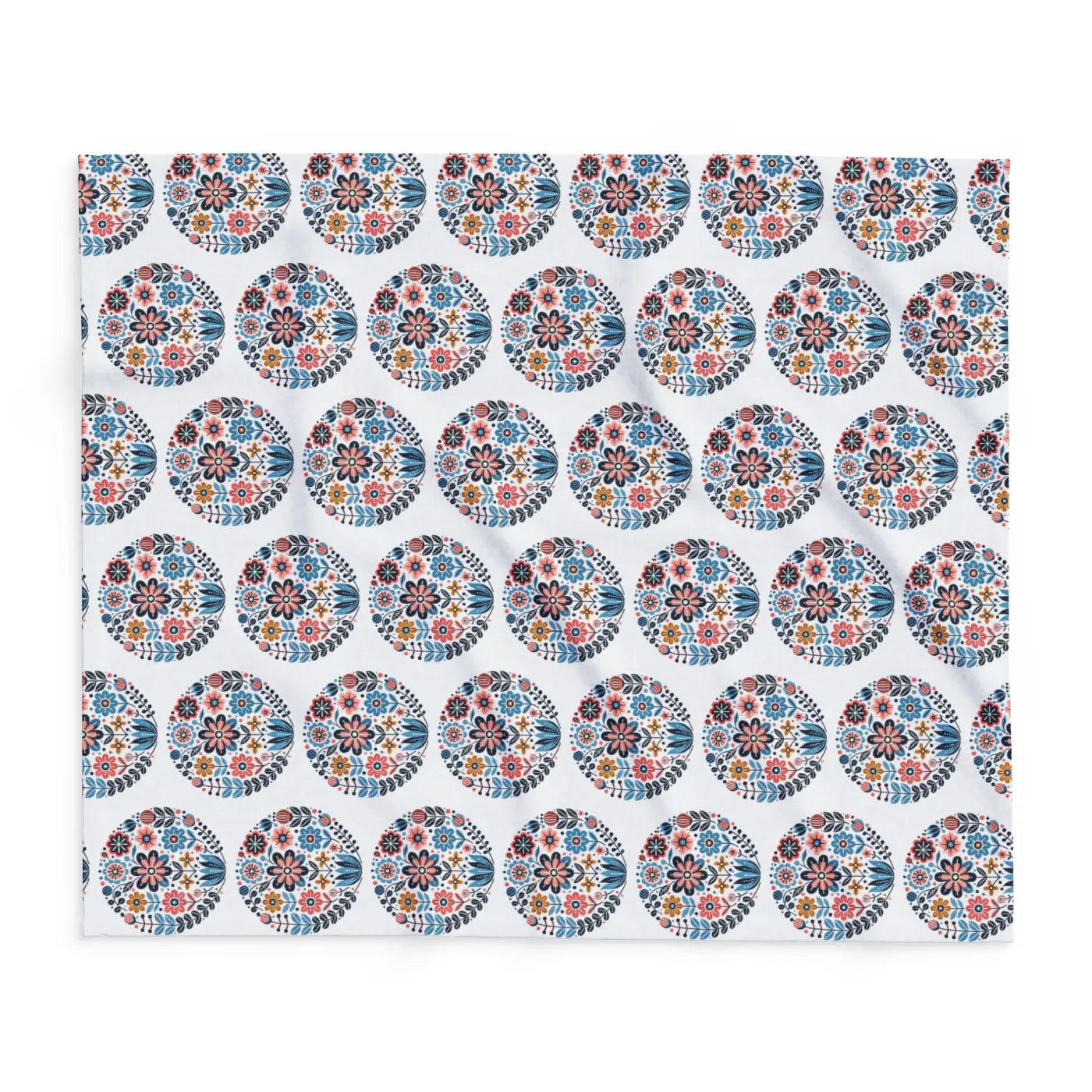 Vibrant Flowers Inside Circles Arctic Fleece Blanket - DipaliZ