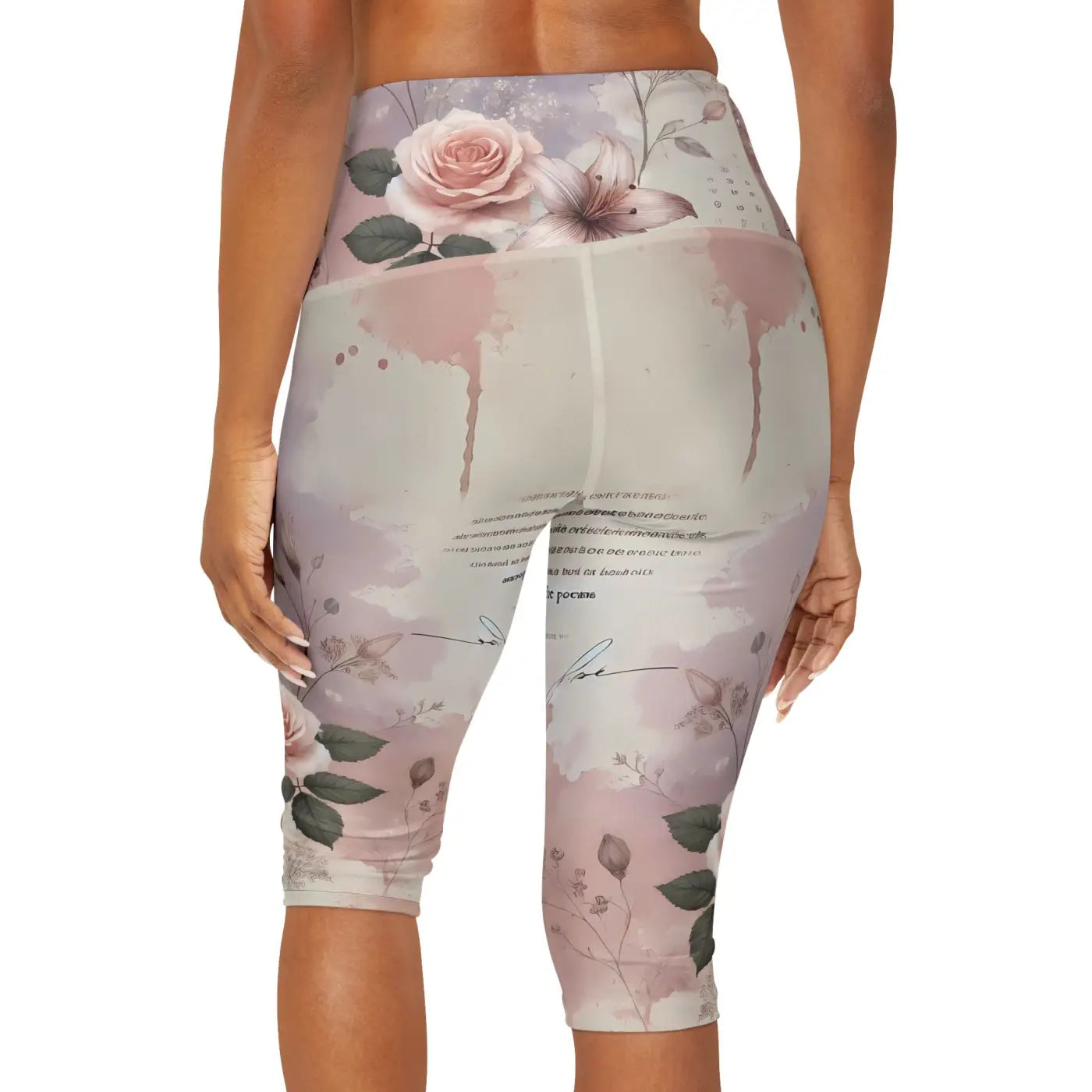 Comfort Yoga Capri Leggings - Flower Design Activewear - DipaliZ