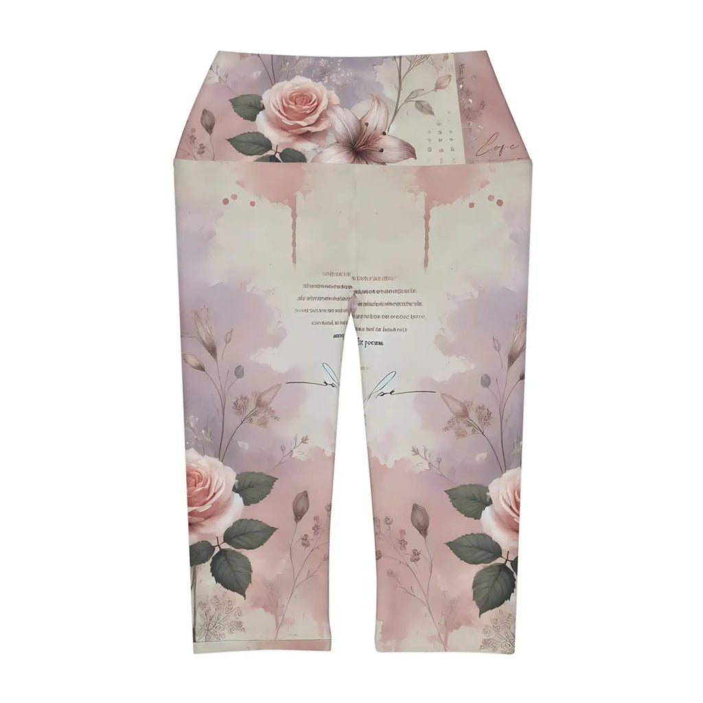Comfort Yoga Capri Leggings - Flower Design Activewear - DipaliZ