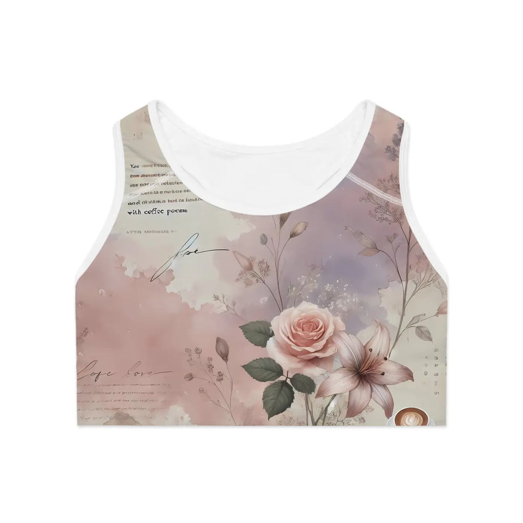 Dazzling Lavender Floral Sports Bra - Compression Fit - DipaliZ
