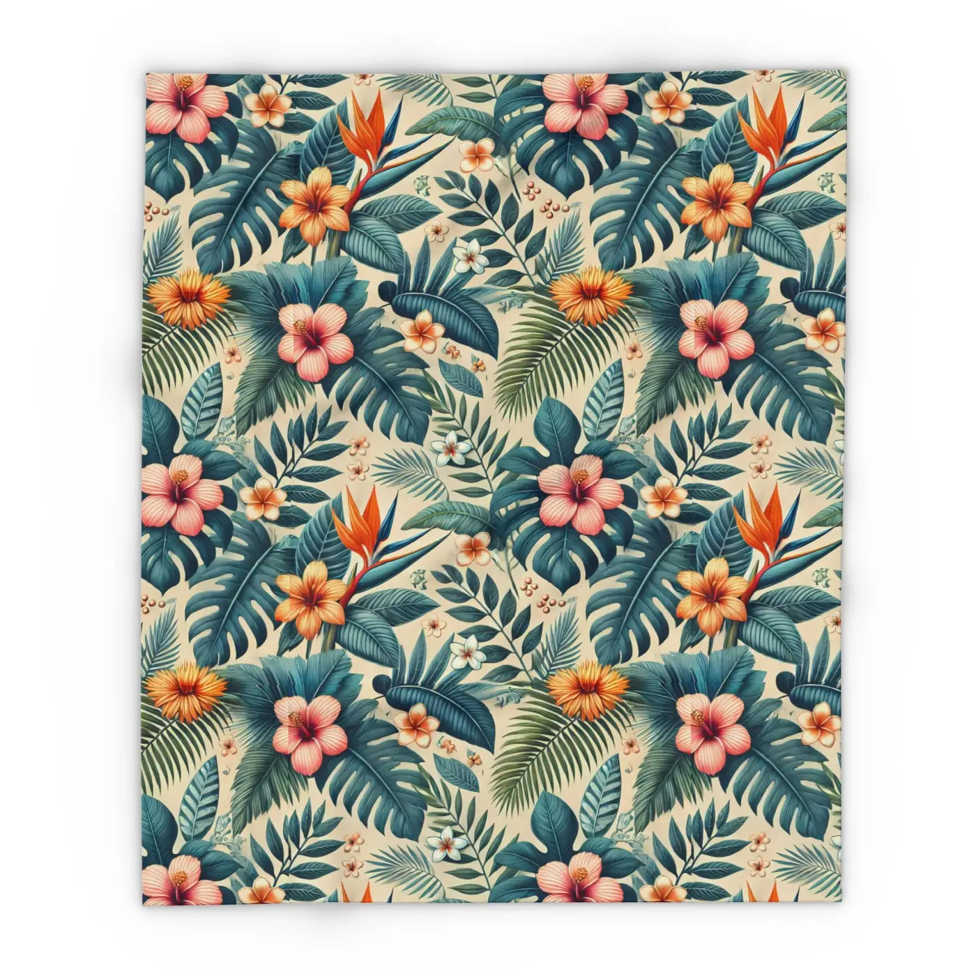 Vibrant Arctic Fleece Blanket - Bold Leaves Pattern - DipaliZ