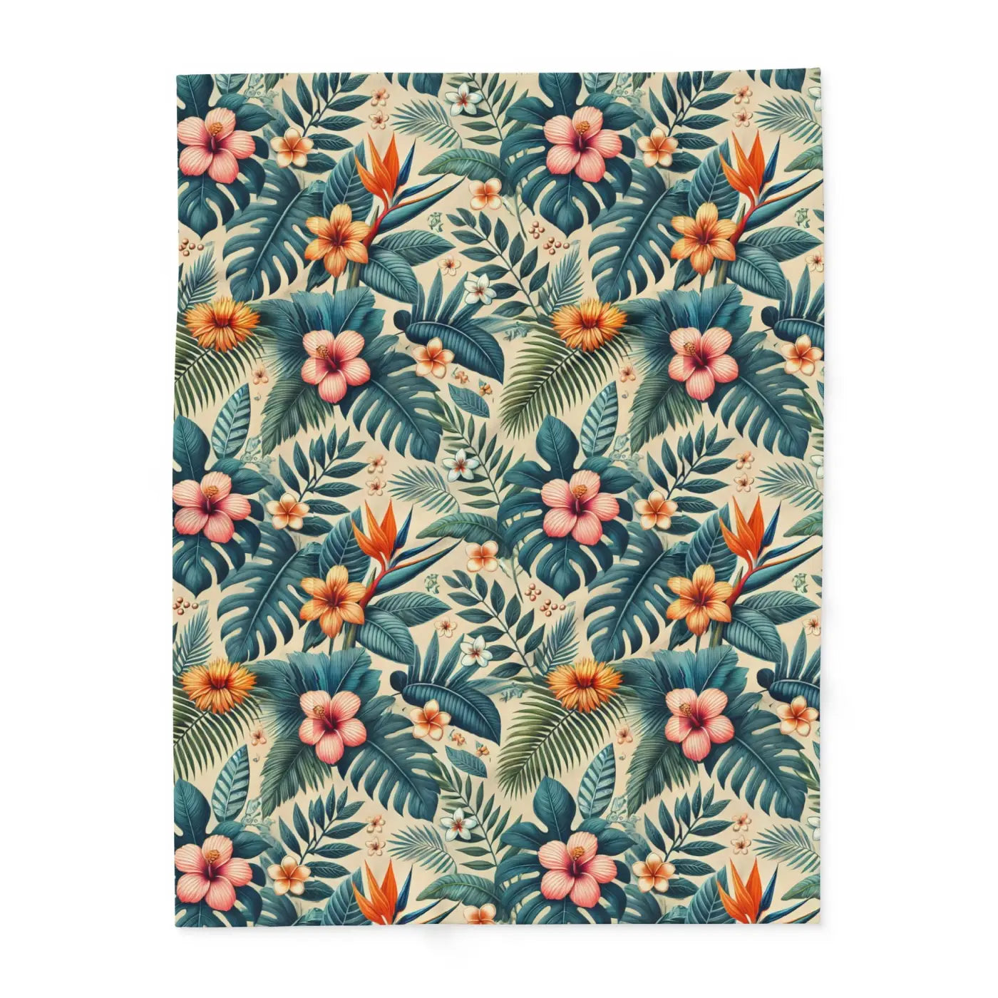 Vibrant Arctic Fleece Blanket - Bold Leaves Pattern - DipaliZ