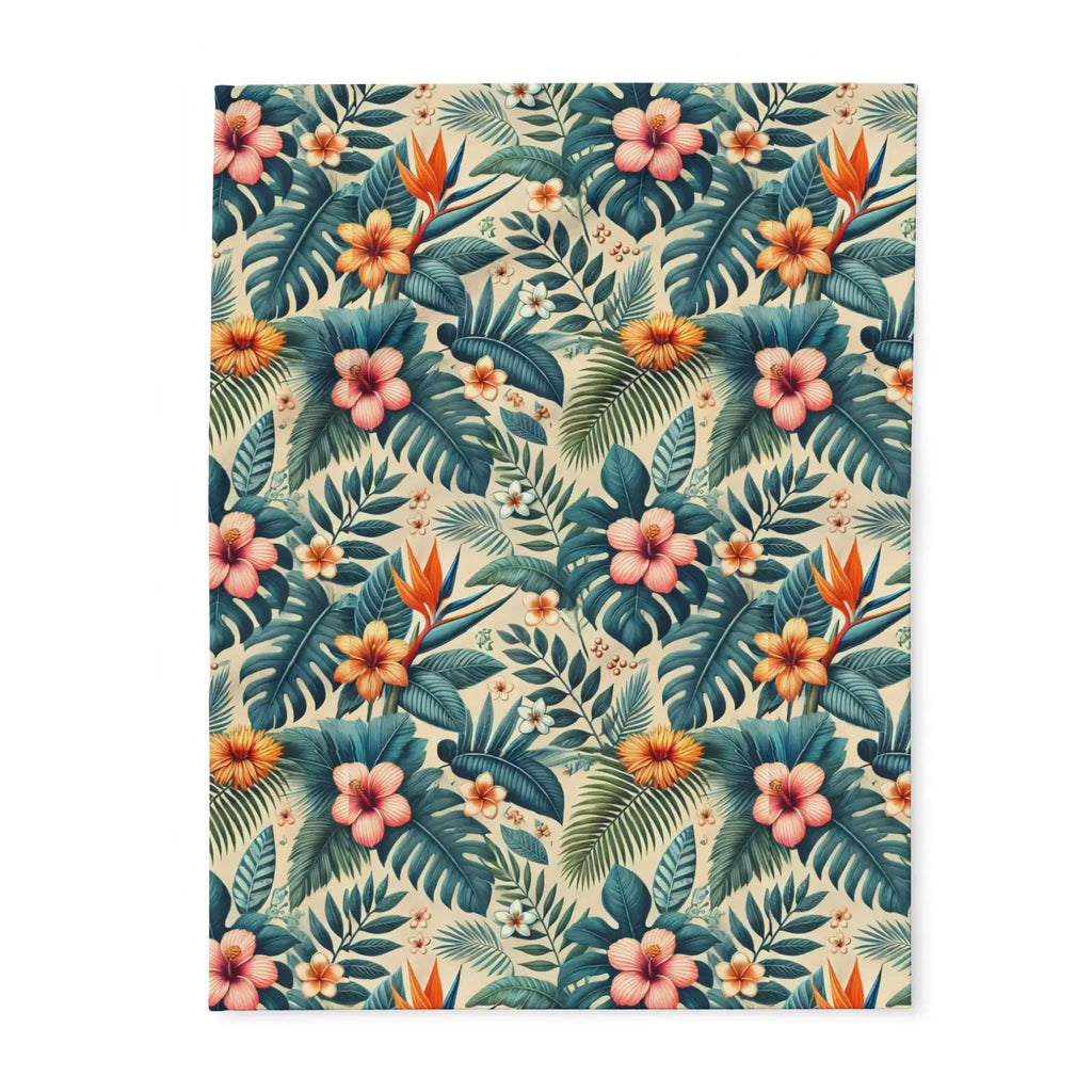 Vibrant Arctic Fleece Blanket - Bold Leaves Pattern - DipaliZ
