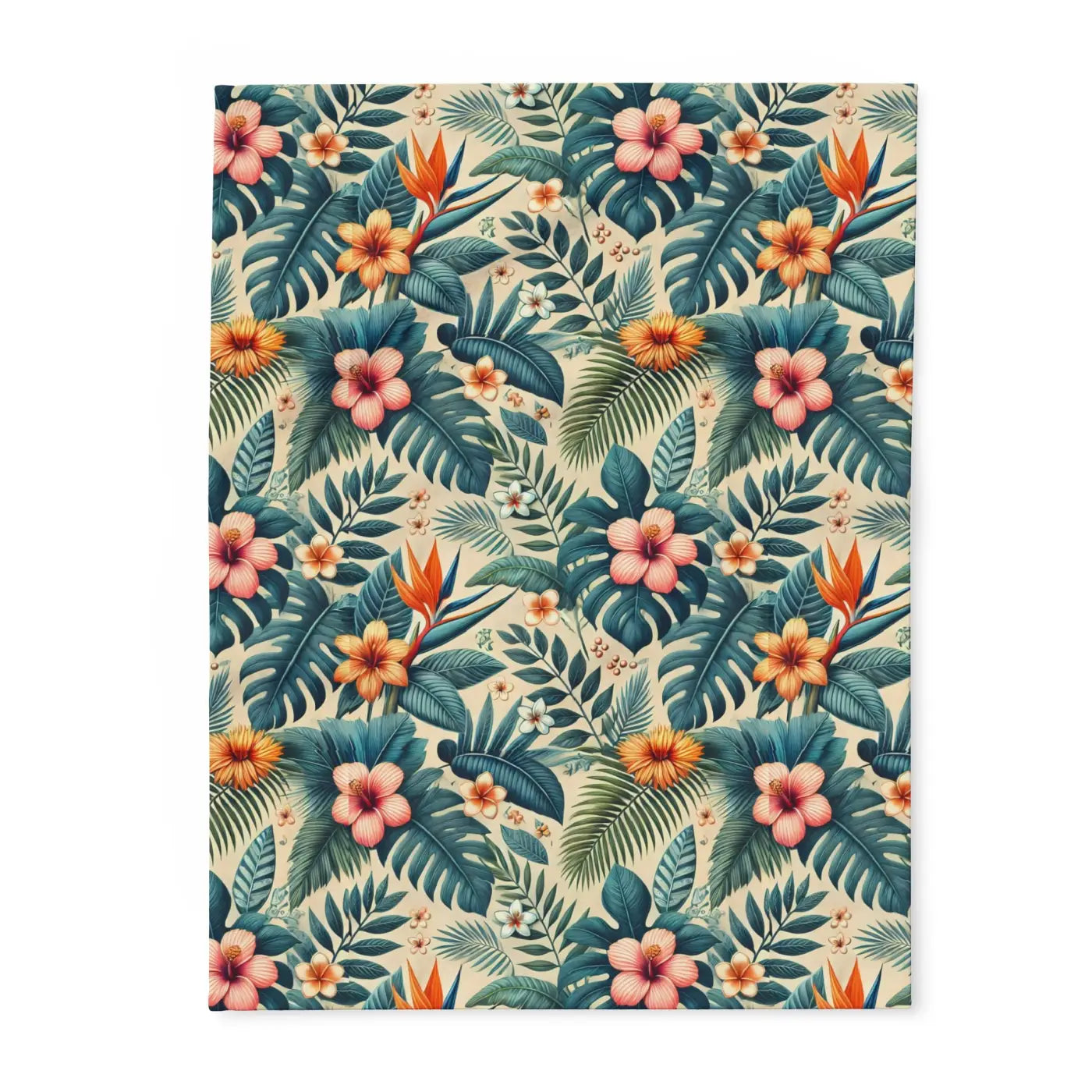 Vibrant Arctic Fleece Blanket - Bold Leaves Pattern - DipaliZ