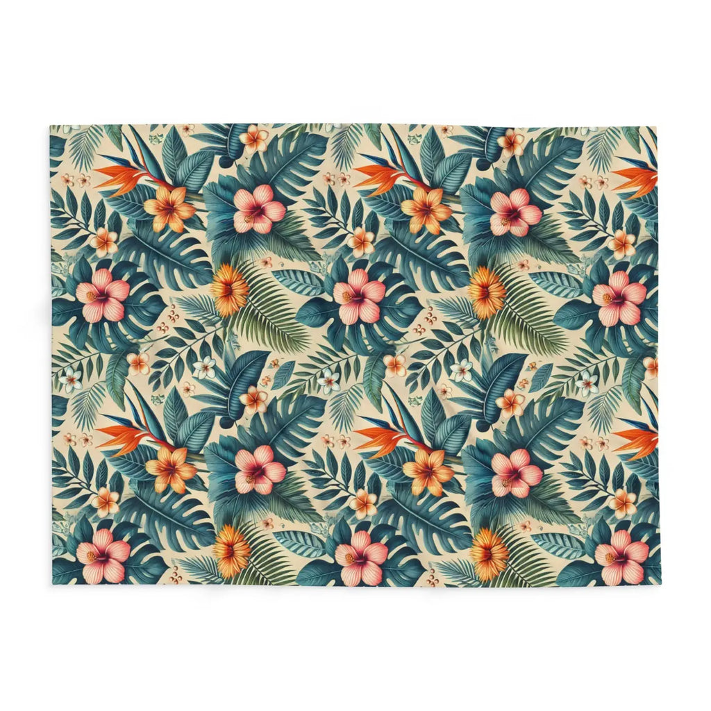 Vibrant Arctic Fleece Blanket - Bold Leaves Pattern - DipaliZ