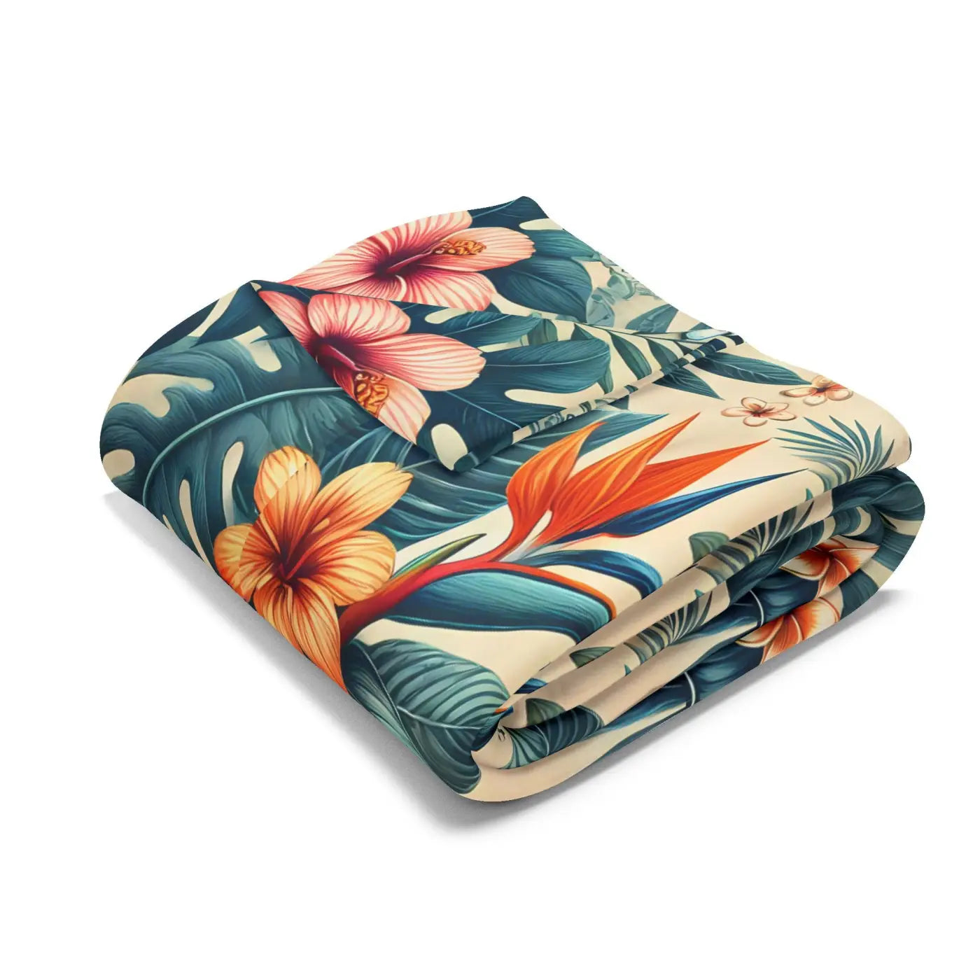 Vibrant Arctic Fleece Blanket - Bold Leaves Pattern - DipaliZ