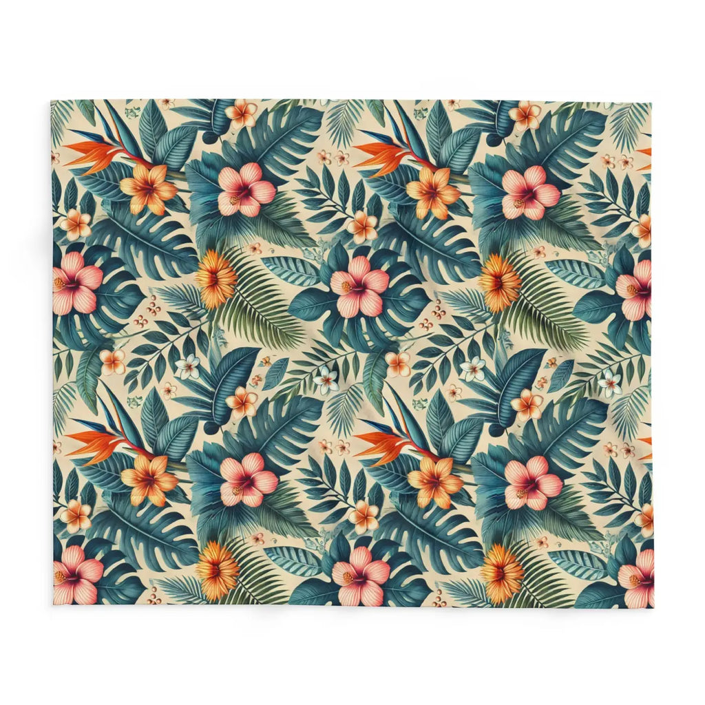 Vibrant Arctic Fleece Blanket - Bold Leaves Pattern - DipaliZ