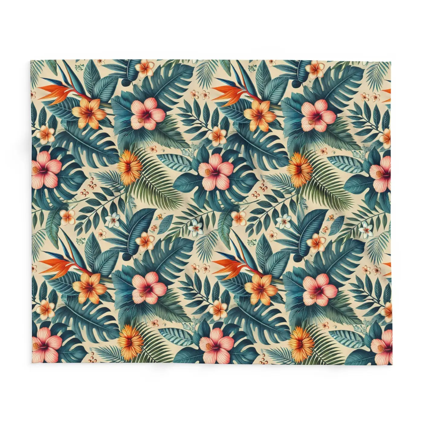 Vibrant Arctic Fleece Blanket - Bold Leaves Pattern - DipaliZ