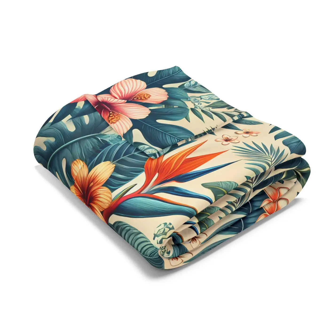 Vibrant Arctic Fleece Blanket - Bold Leaves Pattern - DipaliZ