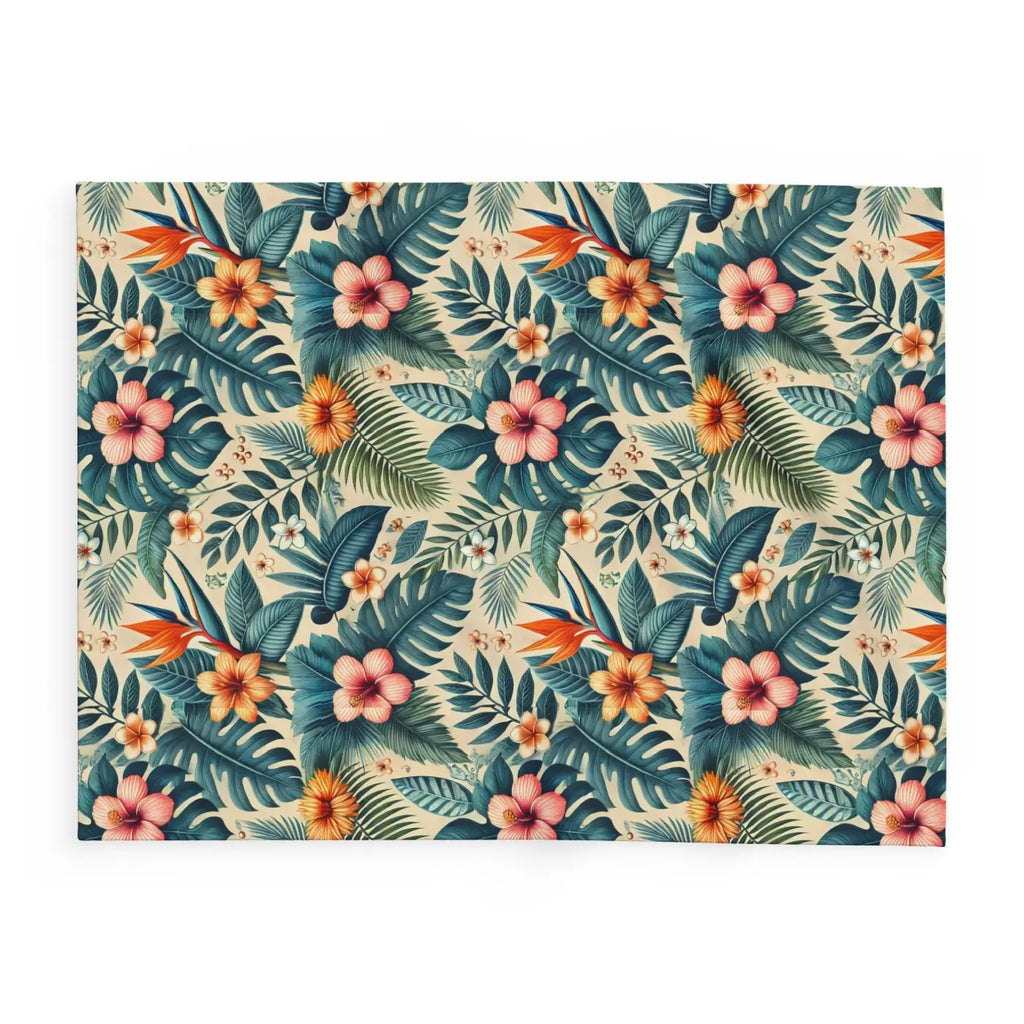 Vibrant Arctic Fleece Blanket - Bold Leaves Pattern - DipaliZ