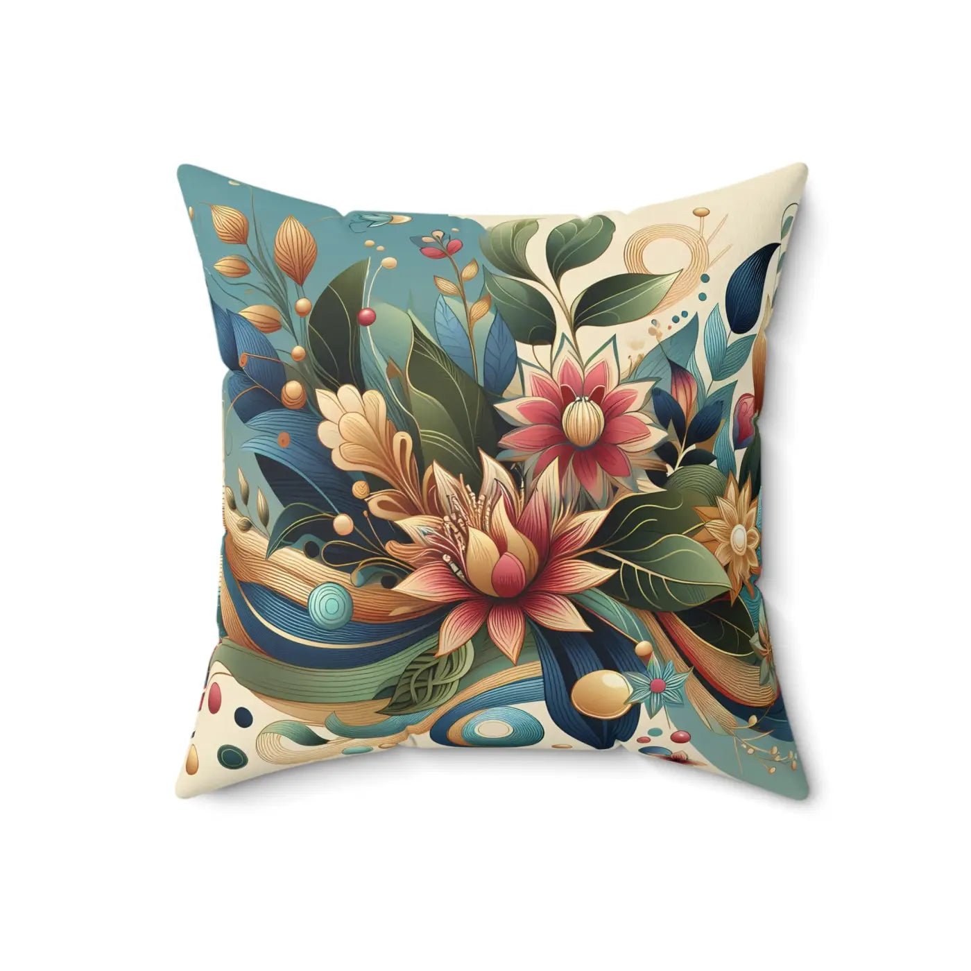 Polyester Square Pillows - Leaves Pattern Concealed Zipper - DipaliZ