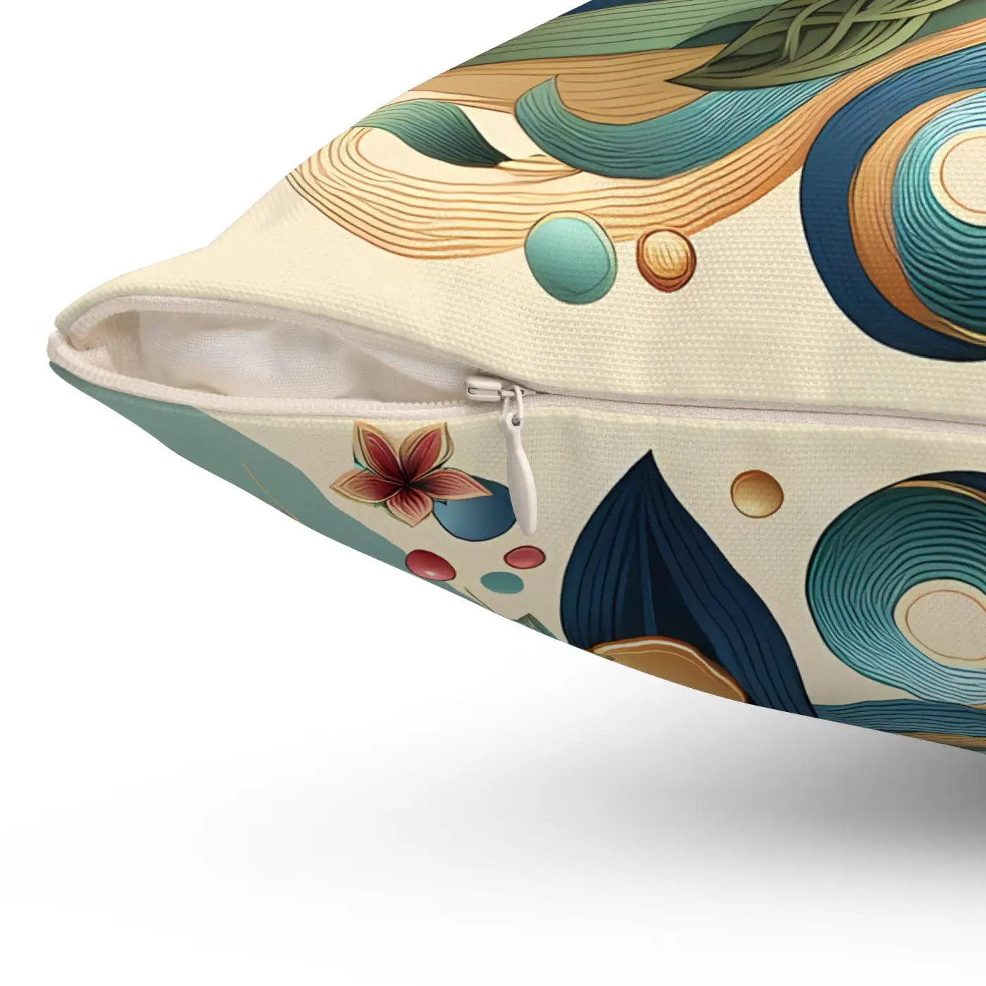 Polyester Square Pillows - Leaves Pattern Concealed Zipper - DipaliZ