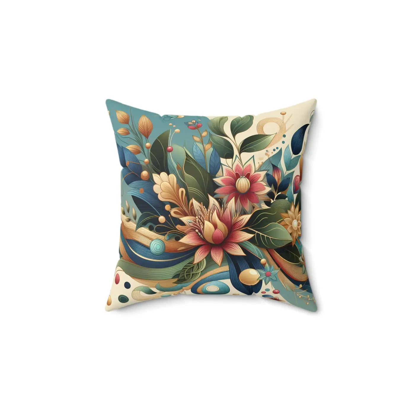 Polyester Square Pillows - Leaves Pattern Concealed Zipper - DipaliZ