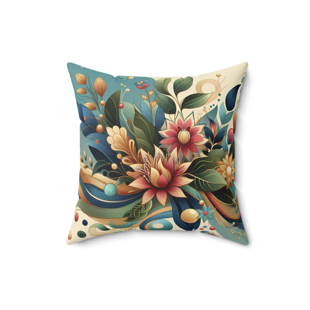 Polyester Square Pillows - Leaves Pattern Concealed Zipper - DipaliZ