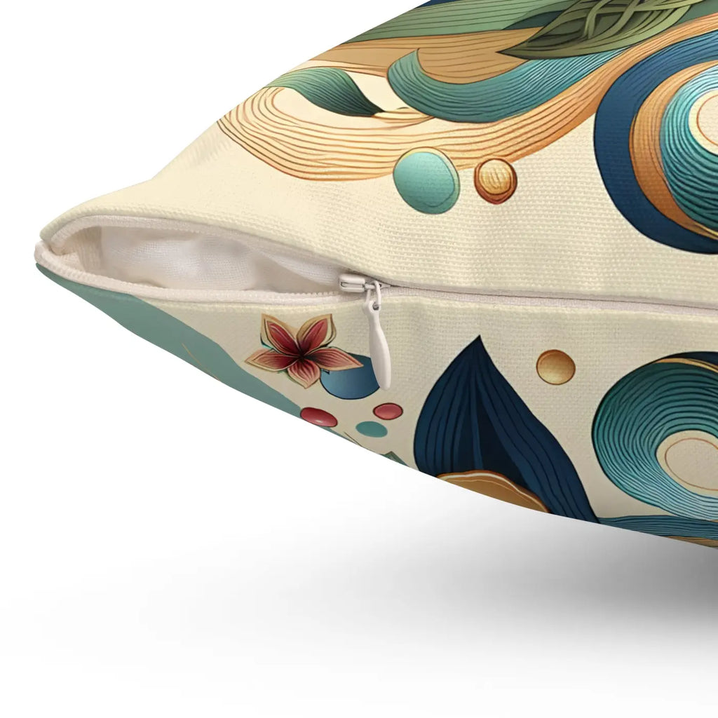 Polyester Square Pillows - Leaves Pattern Concealed Zipper - DipaliZ