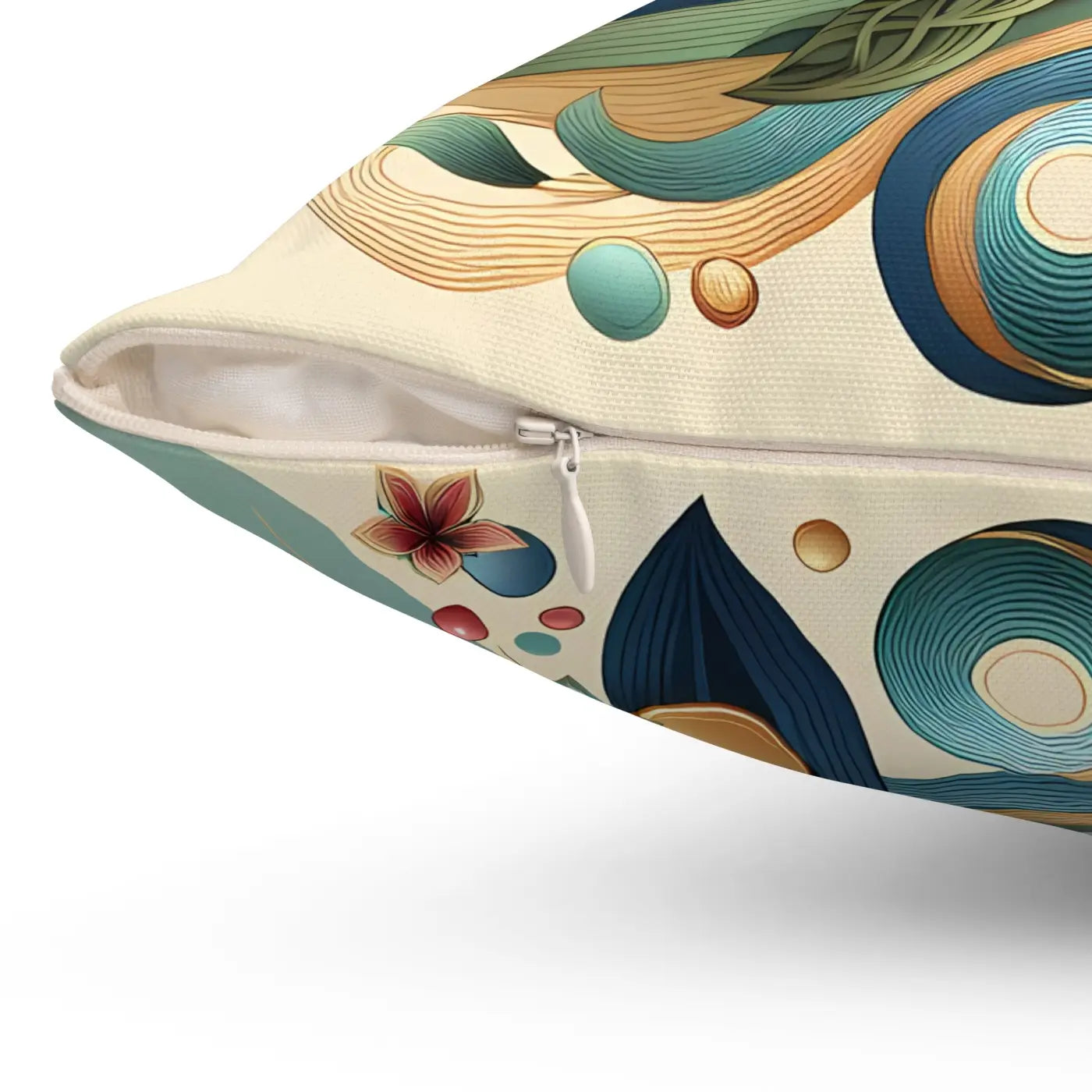 Polyester Square Pillows - Leaves Pattern Concealed Zipper - DipaliZ