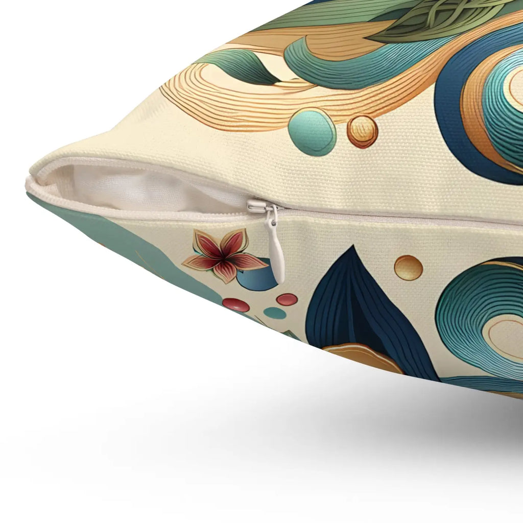 Polyester Square Pillows - Leaves Pattern Concealed Zipper - DipaliZ