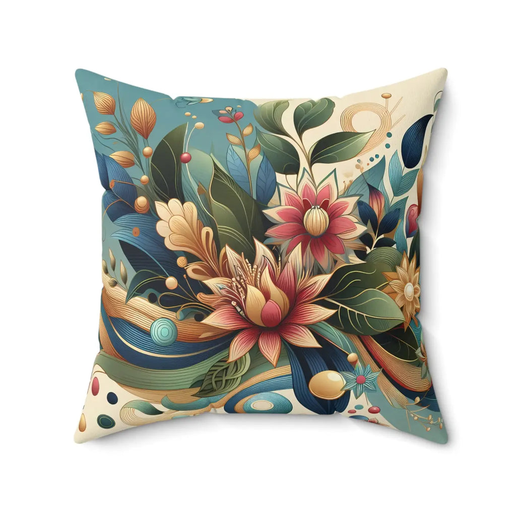 Polyester Square Pillows - Leaves Pattern Concealed Zipper - DipaliZ
