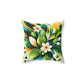 Pattern Square Pillow - Flowers and Leaves with Concealed Zipper - DipaliZ