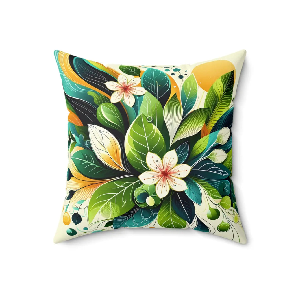 Pattern Square Pillow - Flowers and Leaves with Concealed Zipper - DipaliZ