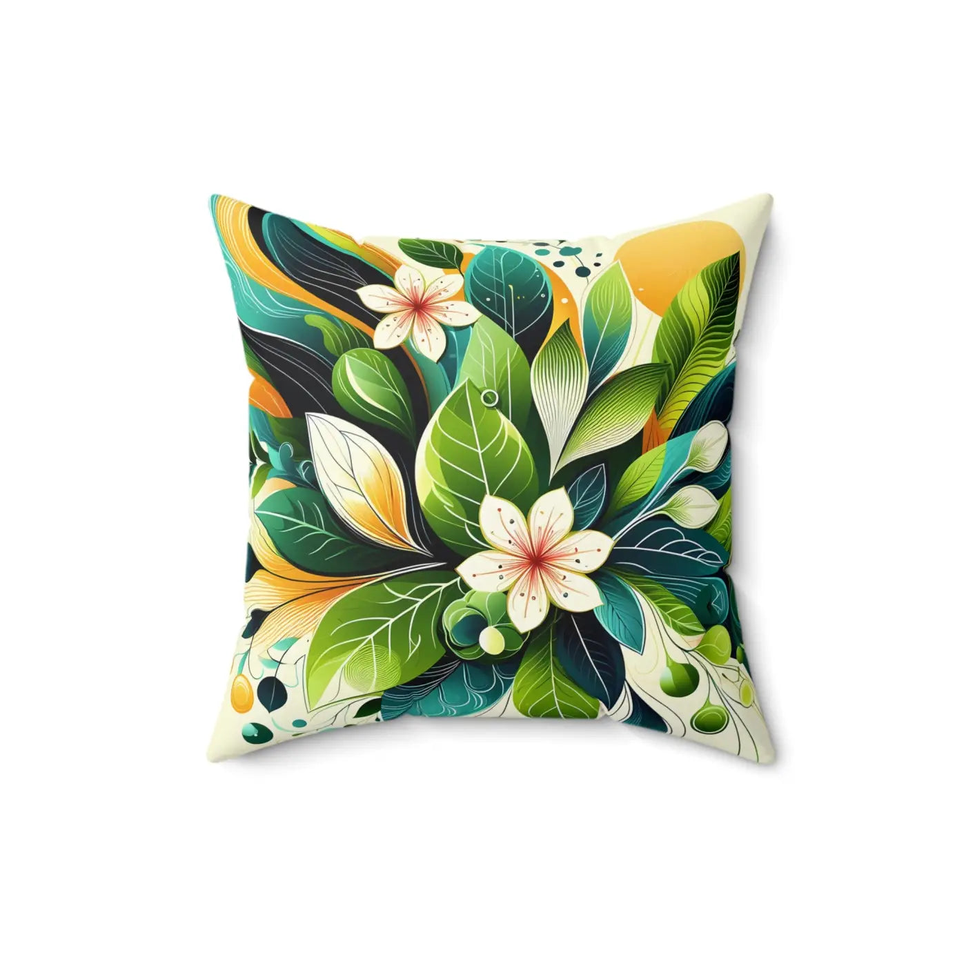 Pattern Square Pillow - Flowers and Leaves with Concealed Zipper - DipaliZ