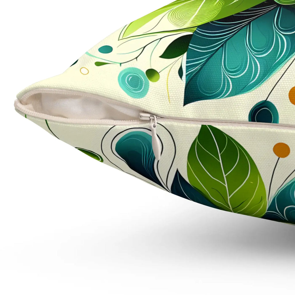 Pattern Square Pillow - Flowers and Leaves with Concealed Zipper - DipaliZ