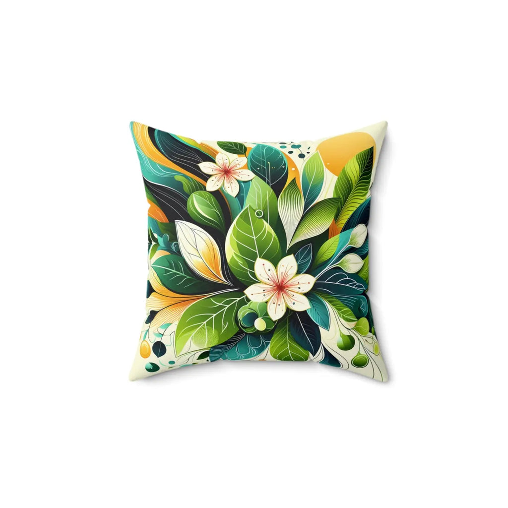 Pattern Square Pillow - Flowers and Leaves with Concealed Zipper - DipaliZ