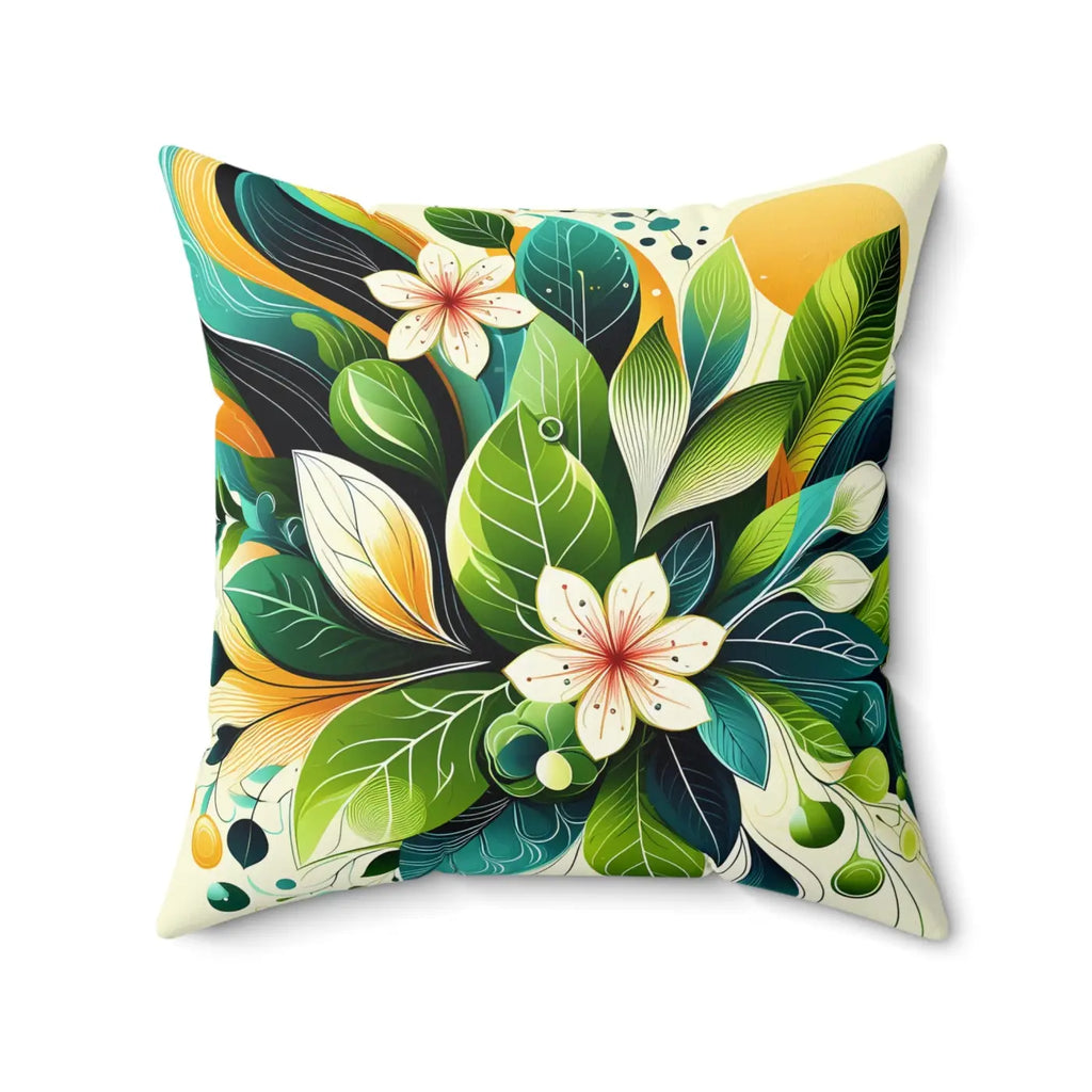 Pattern Square Pillow - Flowers and Leaves with Concealed Zipper - DipaliZ
