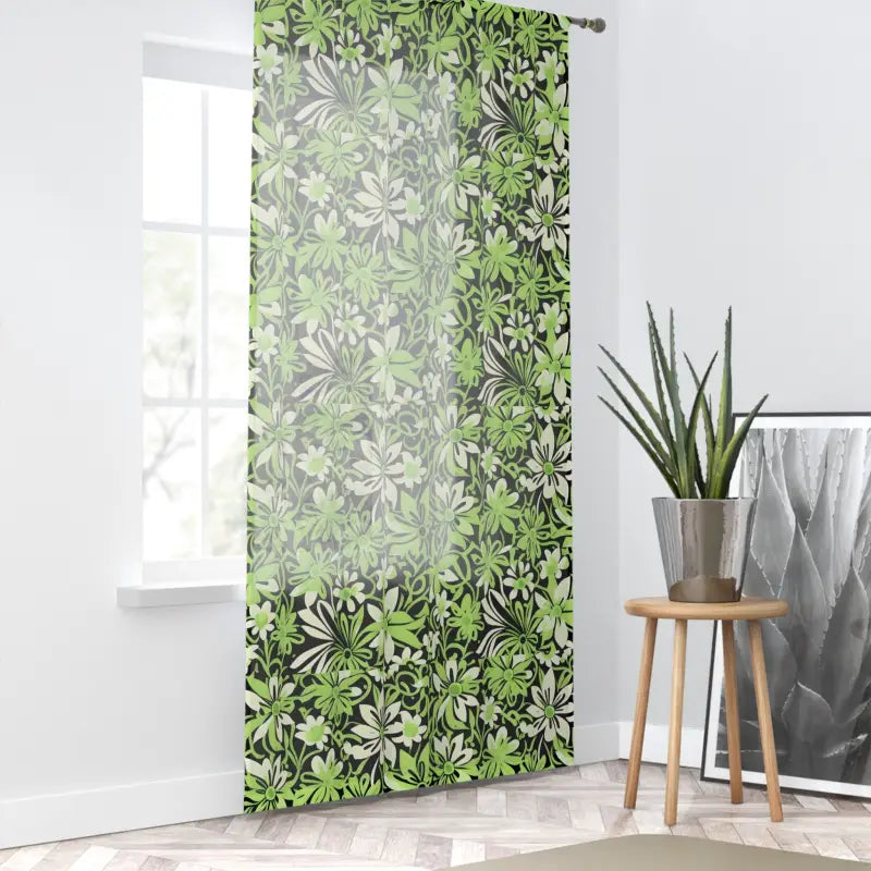 Window Curtain - Flowers on Green Home Decor - DipaliZ