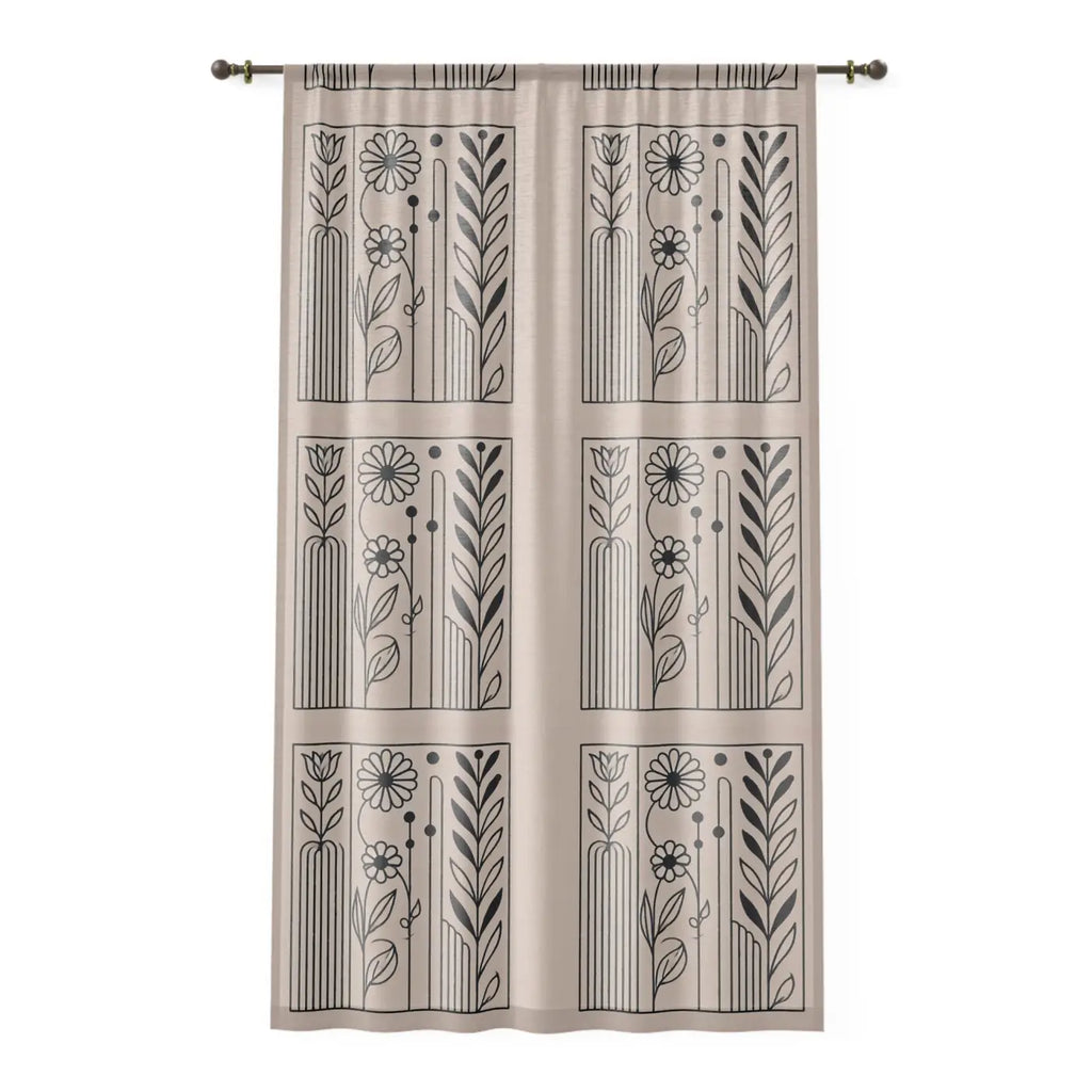Flowers Outlines Window Curtain - Enchanting Design - DipaliZ