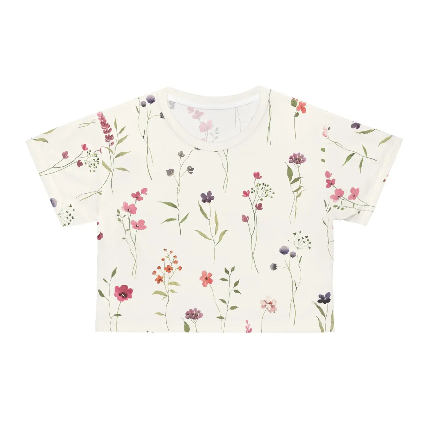 Floral AOP Crop Tee - Flowers Pattern Fashion Statement - DipaliZ
