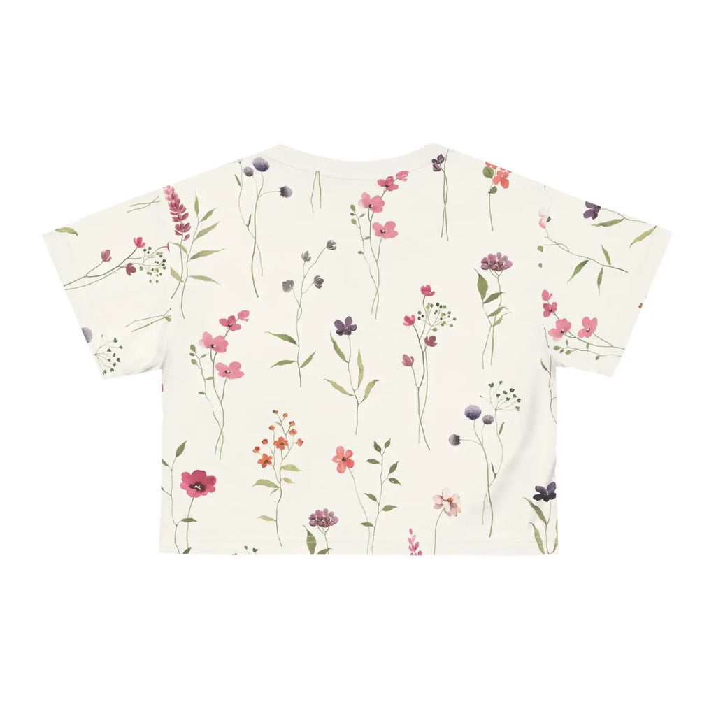 Floral AOP Crop Tee - Flowers Pattern Fashion Statement - DipaliZ