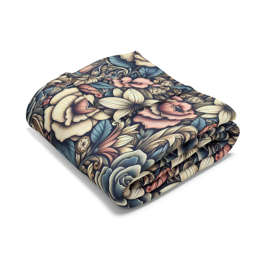 Vibrant Arctic Fleece Blanket - Floral Design - DipaliZ
