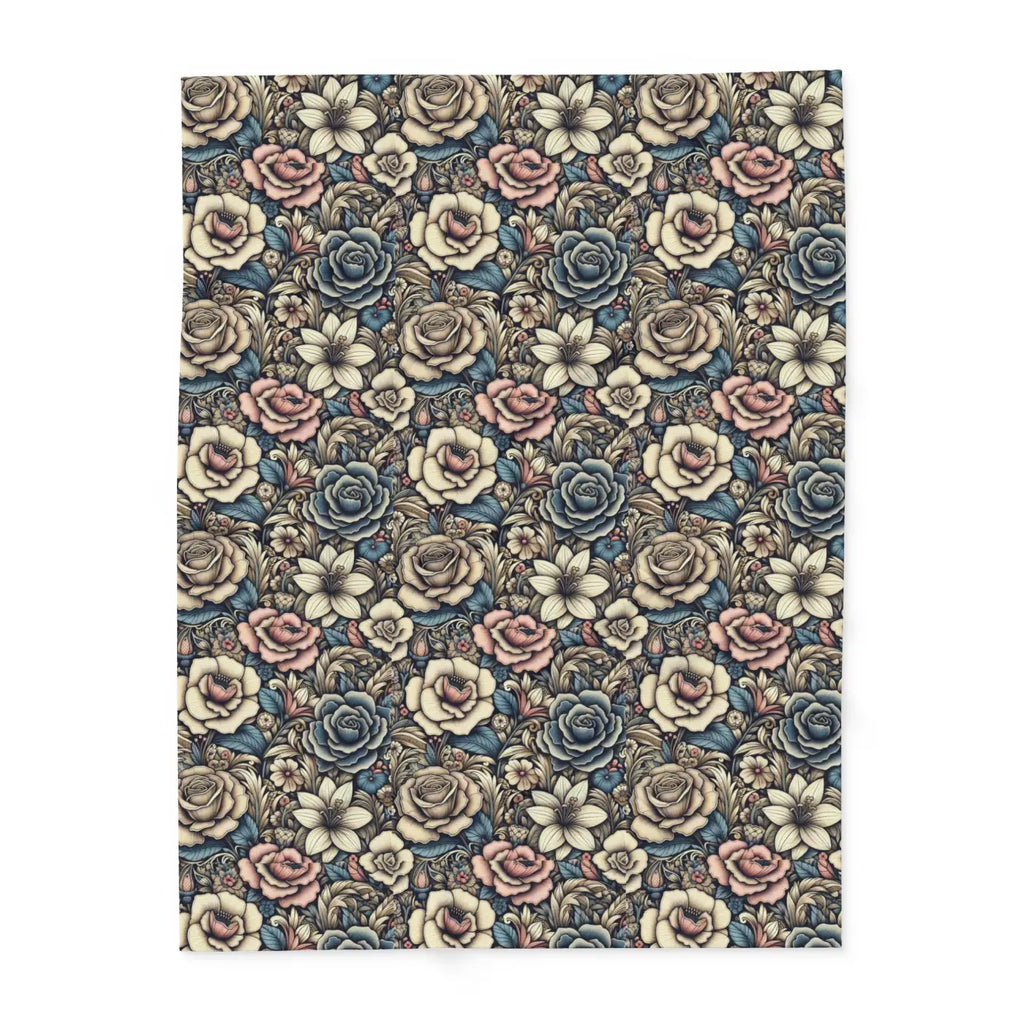 Vibrant Arctic Fleece Blanket - Floral Design - DipaliZ