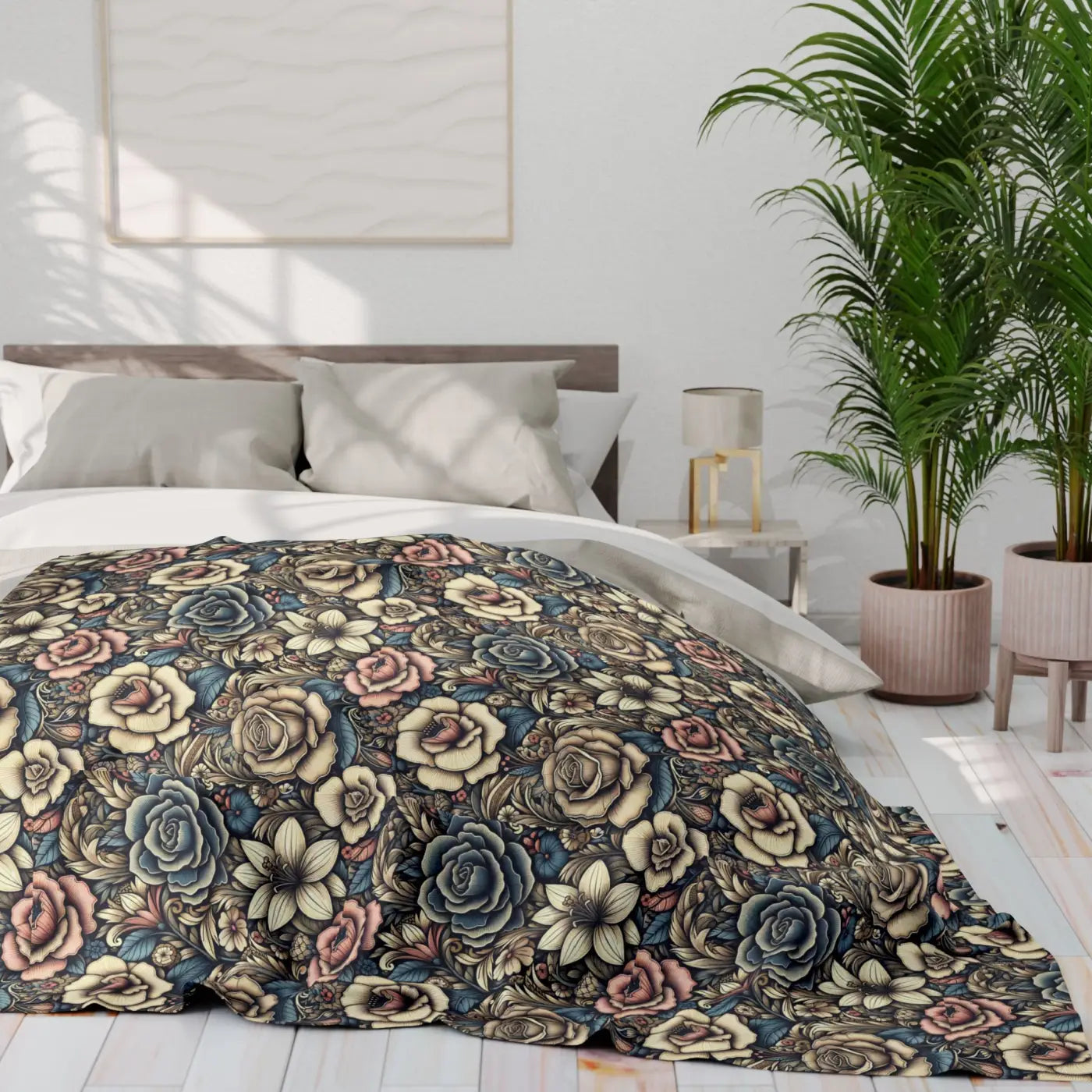 Vibrant Arctic Fleece Blanket - Floral Design - DipaliZ