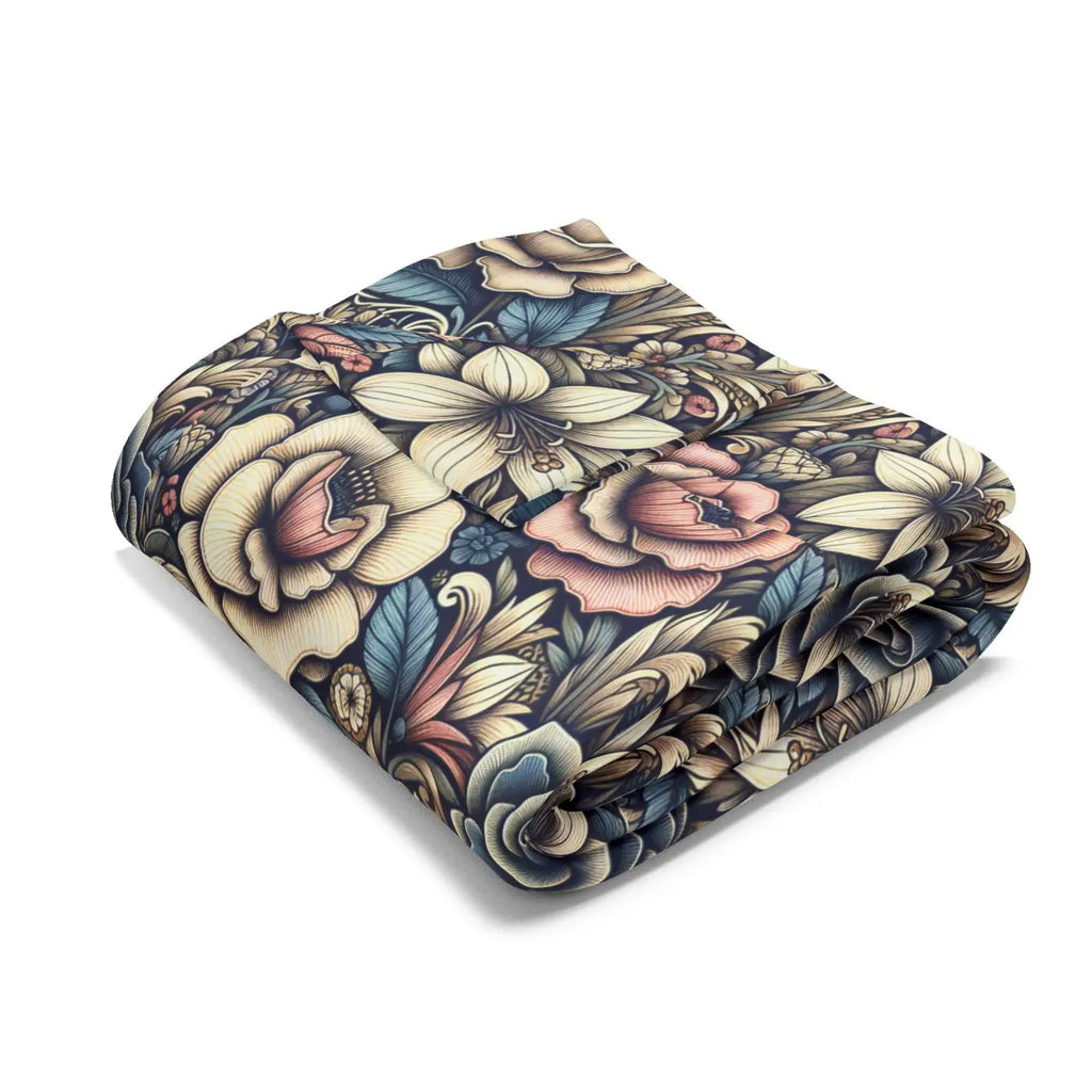 Vibrant Arctic Fleece Blanket - Floral Design - DipaliZ