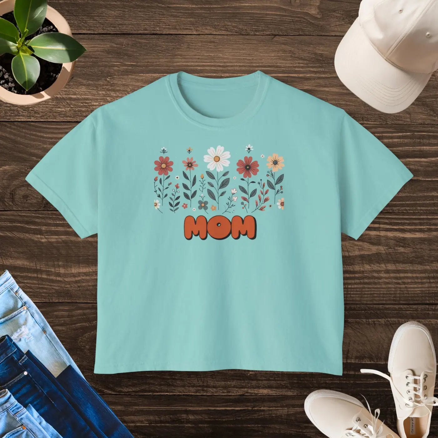 Boxy Fit Women's Tee Flowers - Casual Comfort Style - DipaliZ
