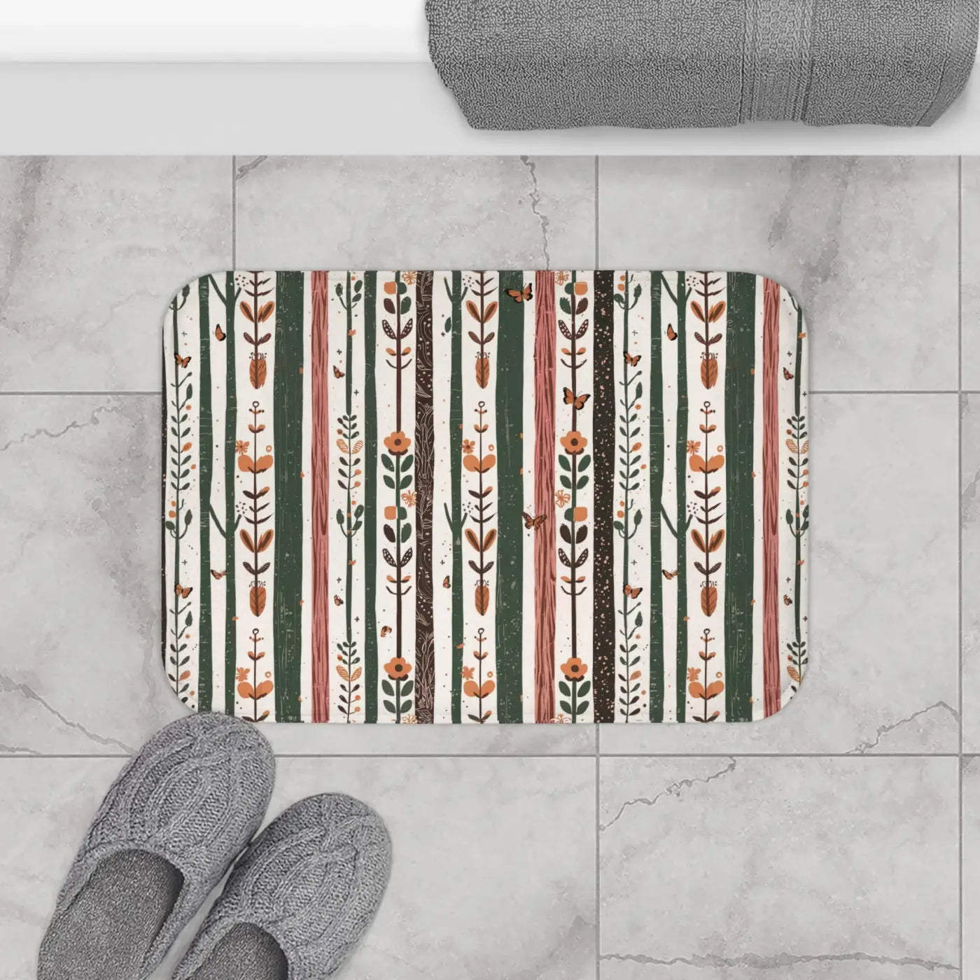 Stylish Bath Mat - Abstract Pattern with Anti-Slip Backing - DipaliZ