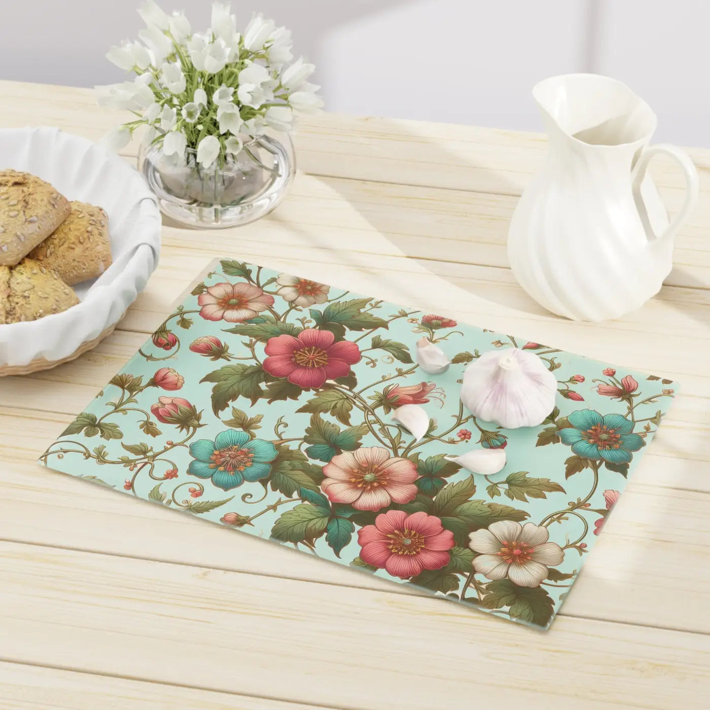 Vibrant Floral Vine Cutting Board - Kitchen Art - DipaliZ