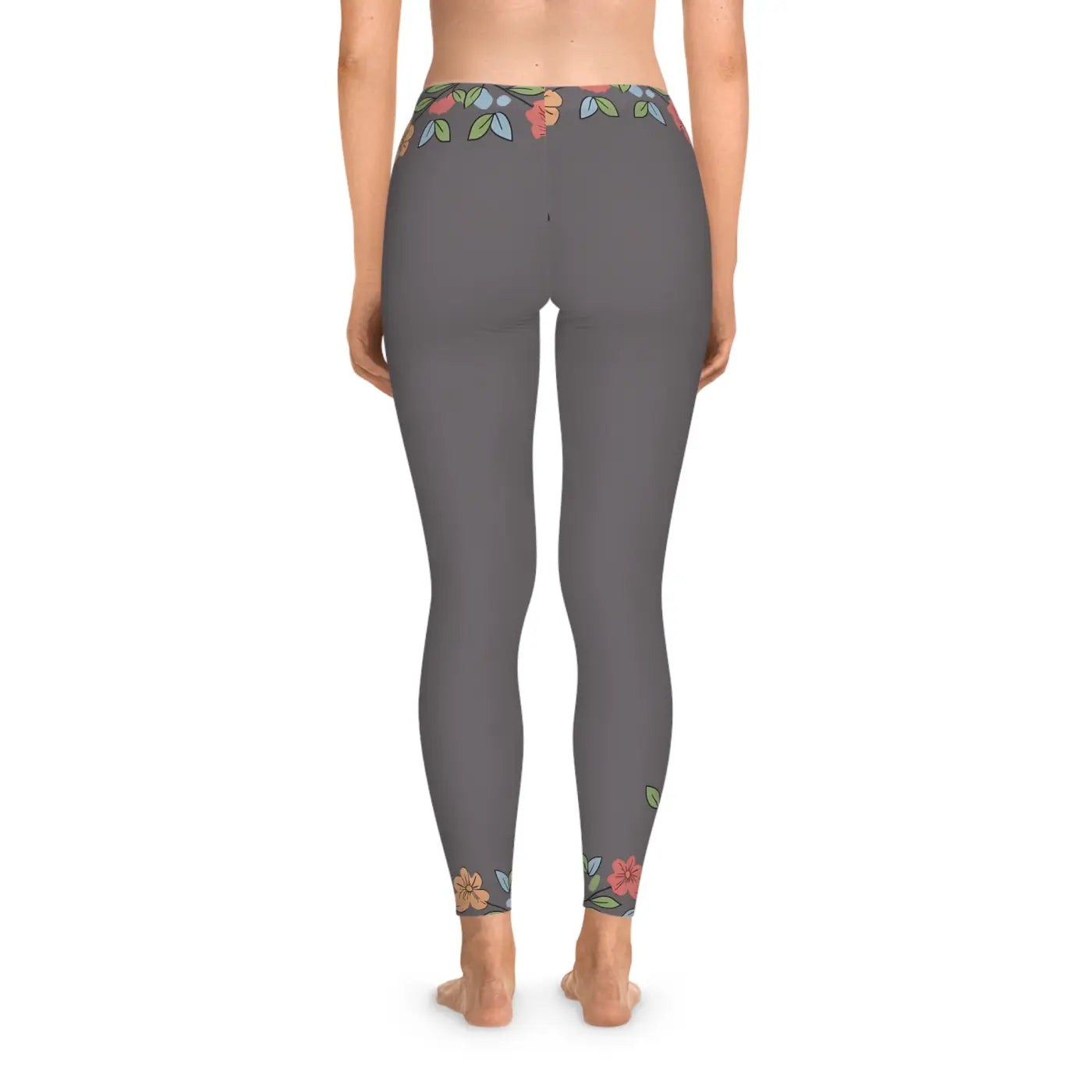 Floral Stretchy Leggings - Vibrant Flowers Ankle-High Cut - DipaliZ