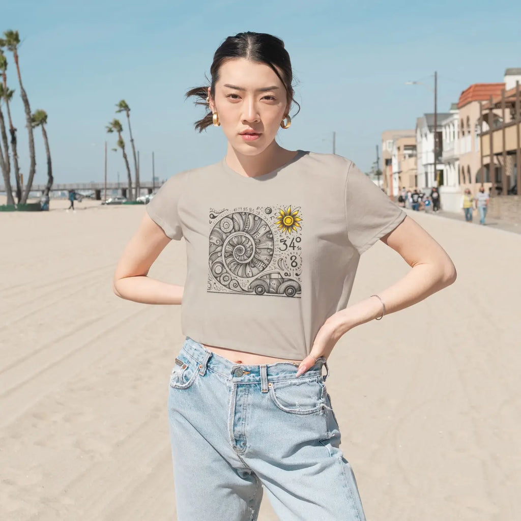 Designer Flowy Cropped Tee - Beach Vibes Summer Style - DipaliZ