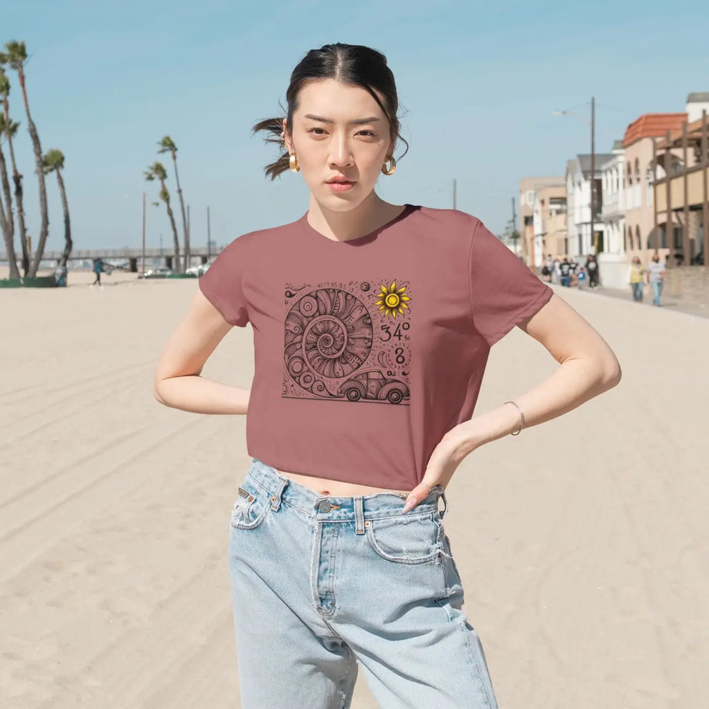 Designer Flowy Cropped Tee - Beach Vibes Summer Style - DipaliZ