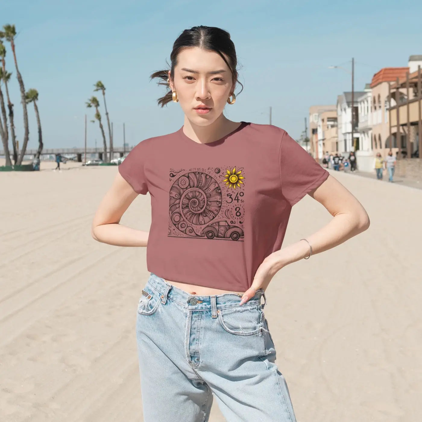 Designer Flowy Cropped Tee - Beach Vibes Summer Style - DipaliZ