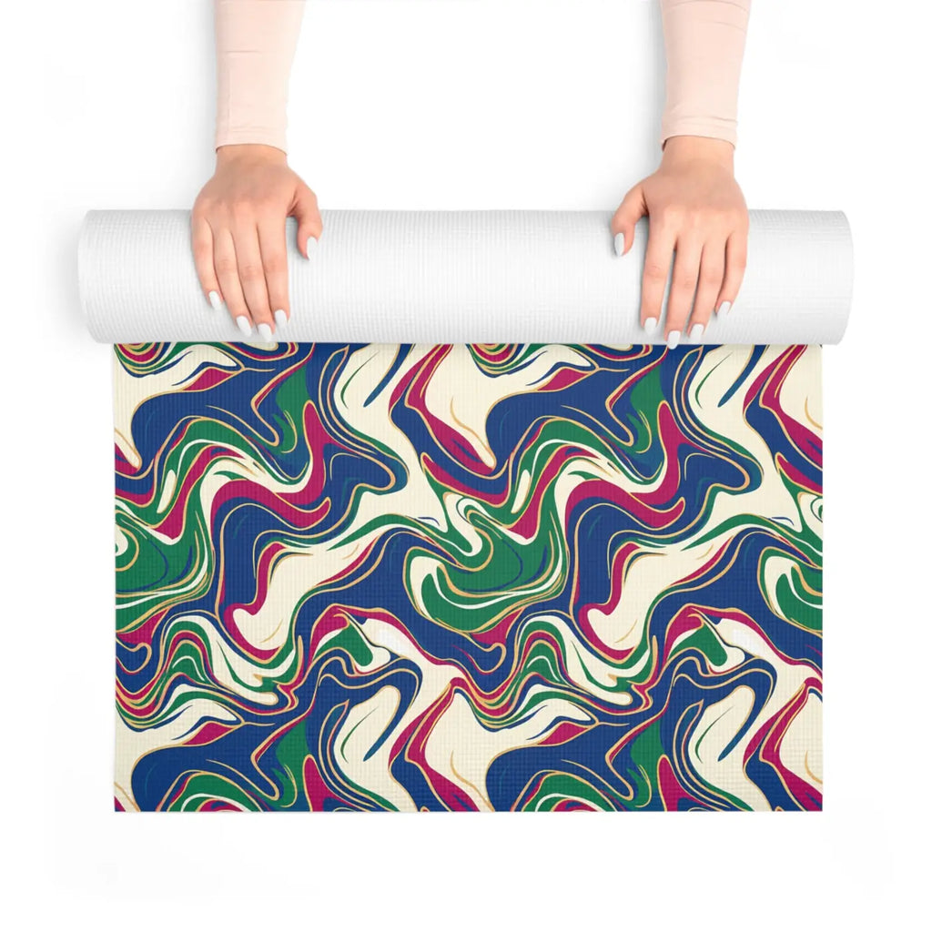 Foam Yoga Mat - Vibrant Retro Swirl Design - DipaliZ