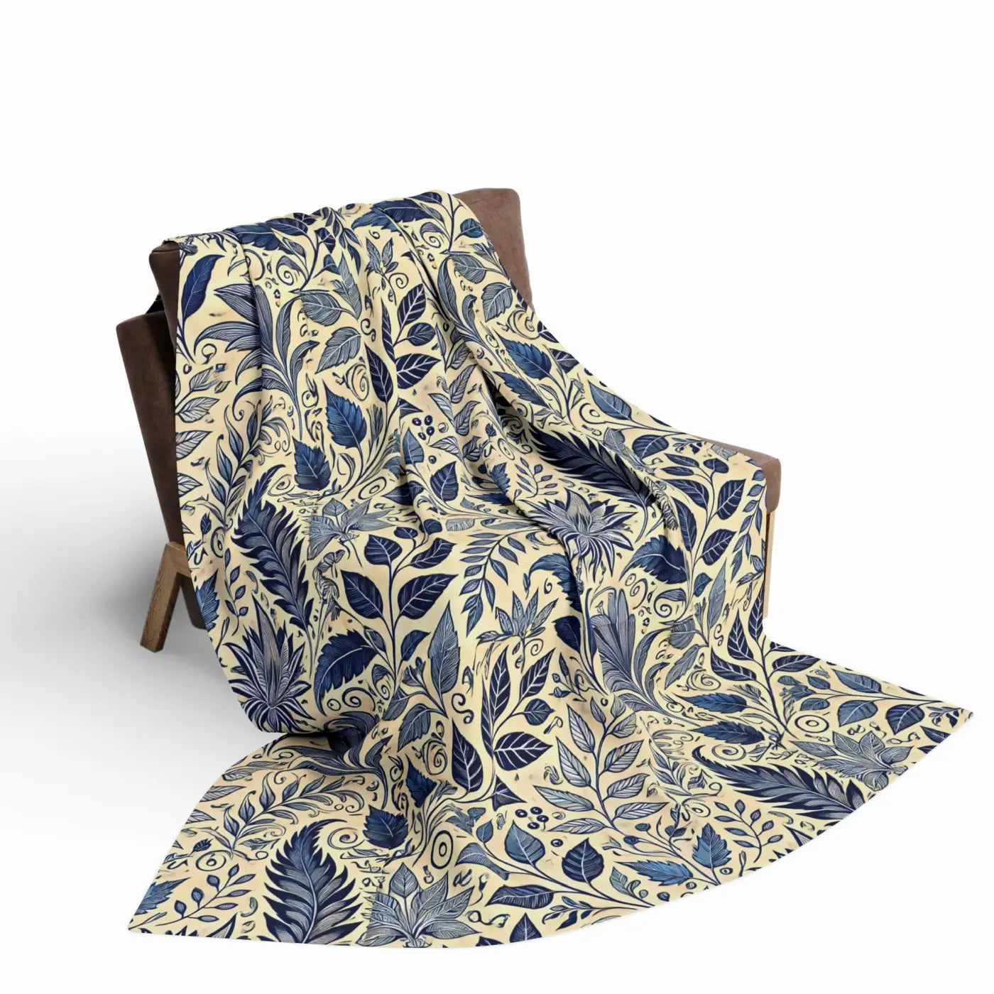 Vibrant Blue Foliage Arctic Fleece Blanket - Cozy Comfort - DipaliZ