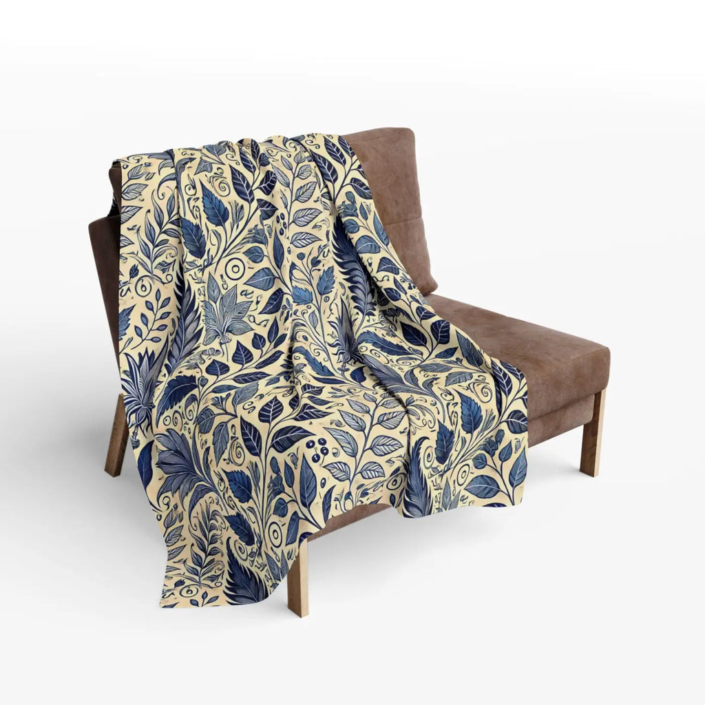 Vibrant Blue Foliage Arctic Fleece Blanket - Cozy Comfort - DipaliZ