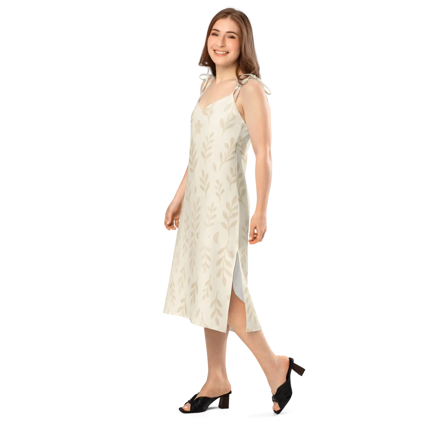 Secret Garden Midi Dress - Foliage Shapes with Built-In Bra - DipaliZ