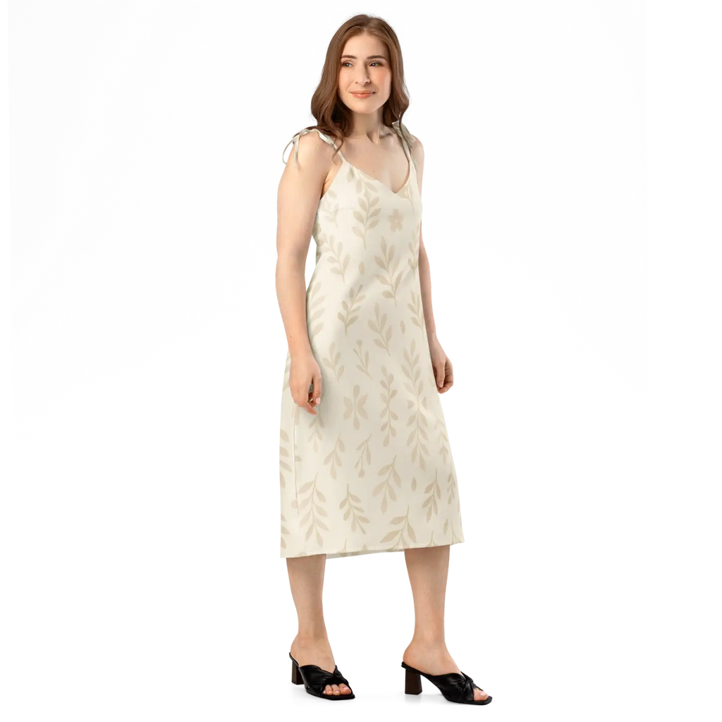 Secret Garden Midi Dress - Foliage Shapes with Built-In Bra - DipaliZ